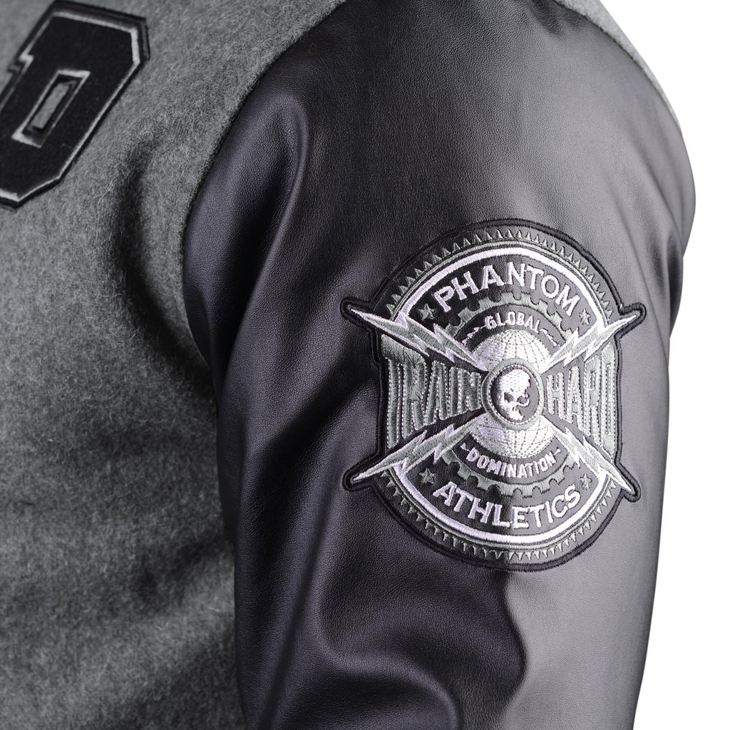 Phantom Athletics Jacke Destroyer Freizeit Jacket Bomberjacke College Baseball Gray Schwarz Grau Black