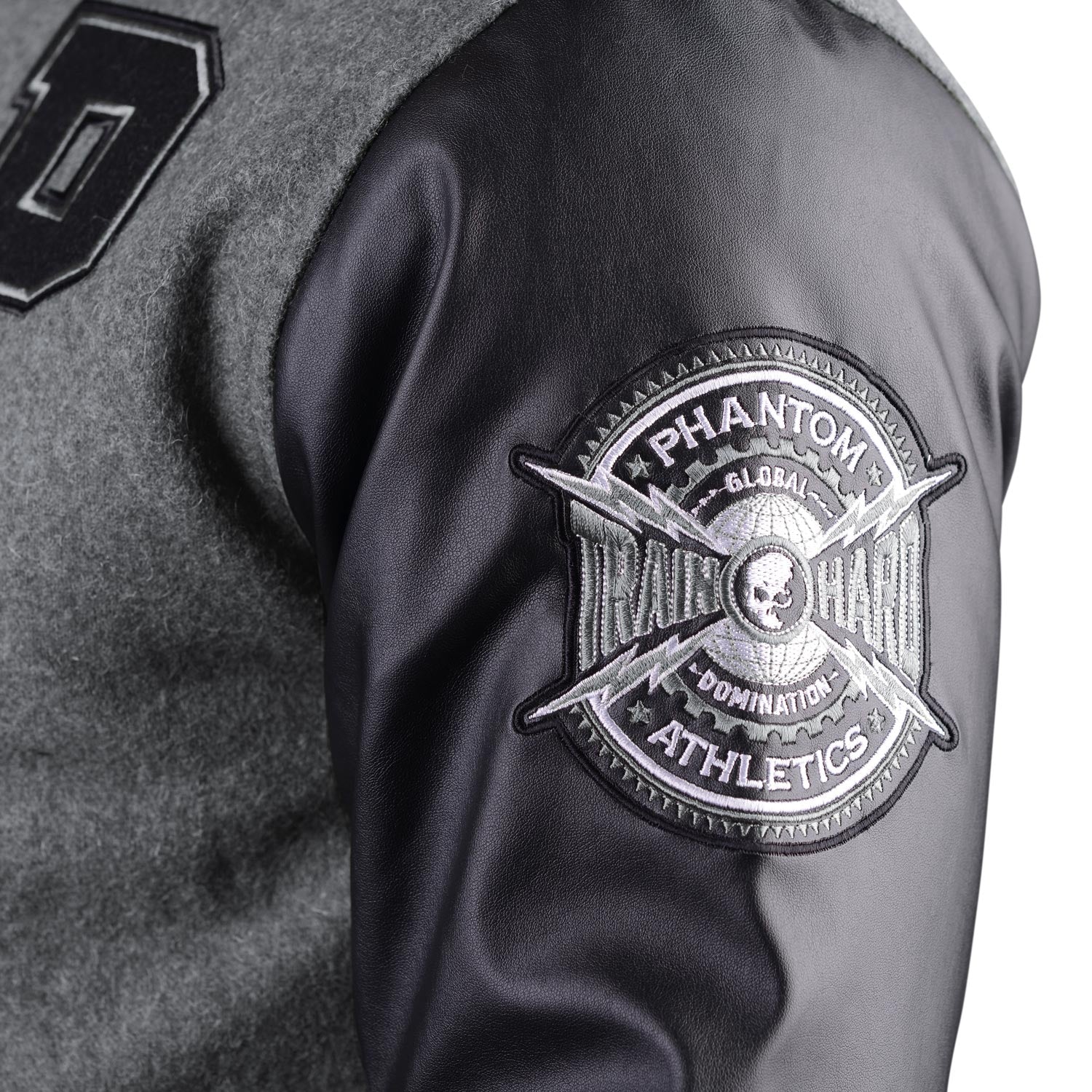 Phantom Athletics Jacke Destroyer Freizeit Jacket Bomberjacke College Baseball Gray Schwarz Grau Black
