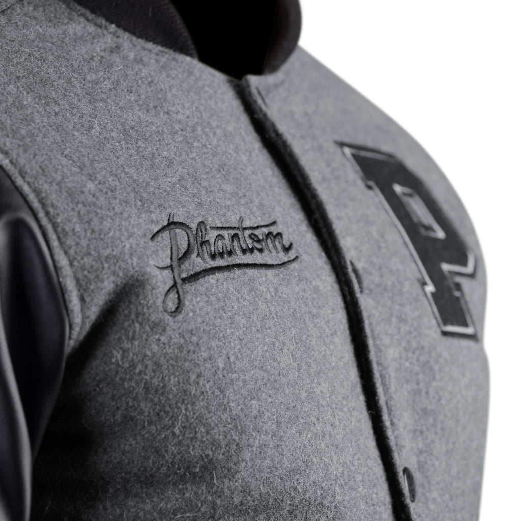 Phantom Athletics Jacke Destroyer Freizeit Jacket Bomberjacke College Baseball Gray Schwarz Grau Black