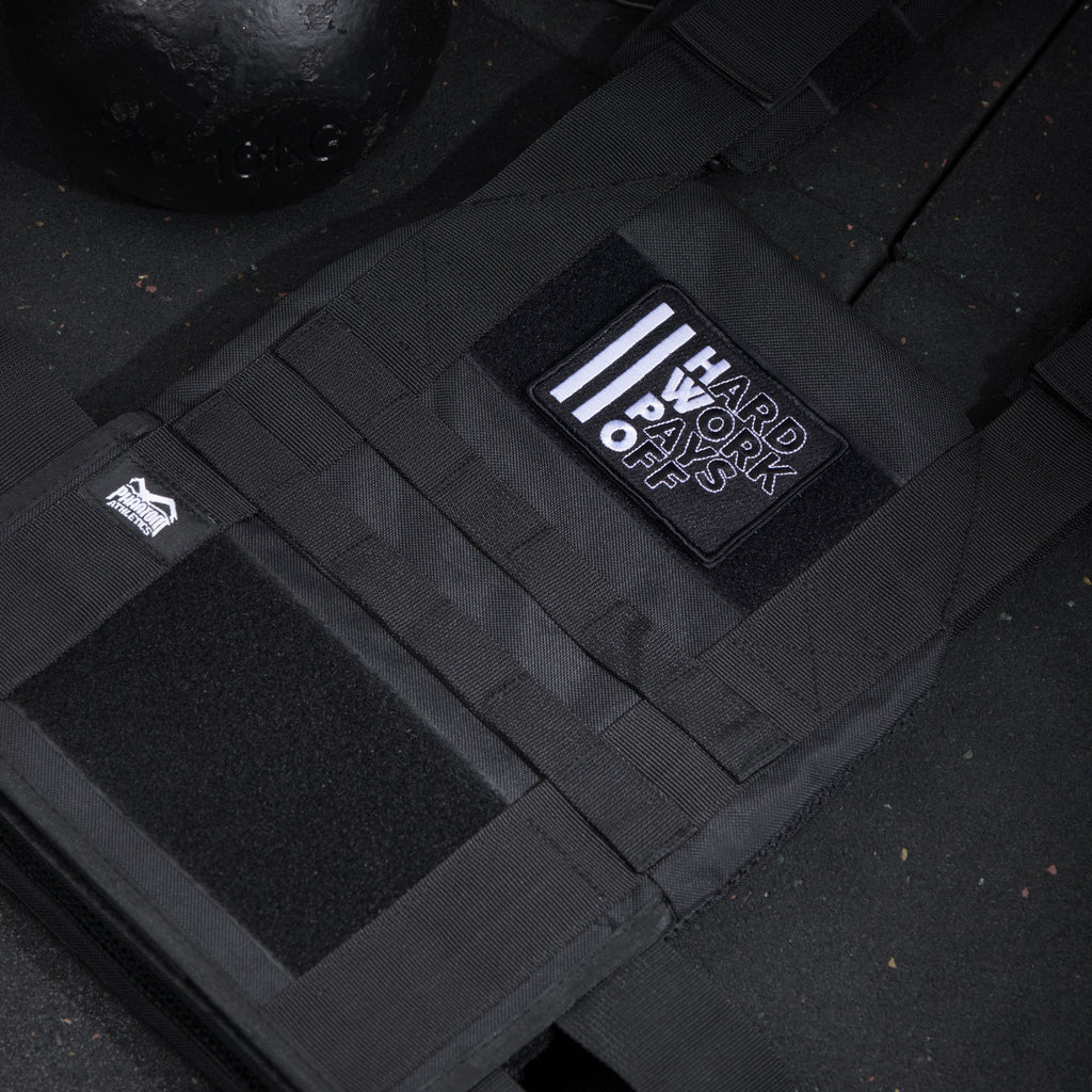 Phantom Athletics Aufnäher Patch für Rucksack Tasche Gymbag Feuerwehr Gewichtsweste Hard Work Pays Off Fitness Functional Crossfit