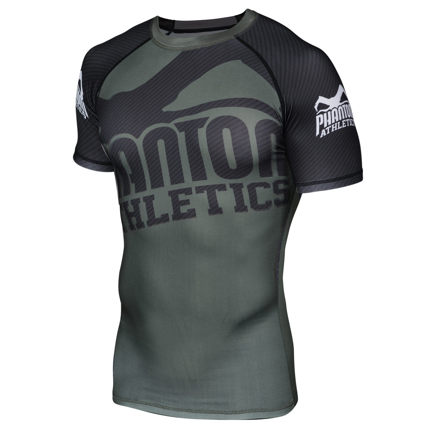 Phantom Athletics Kompressionsshirt Compression Shirt Shortsleeve Rashguard Grün Schwarz Green Black Carbon