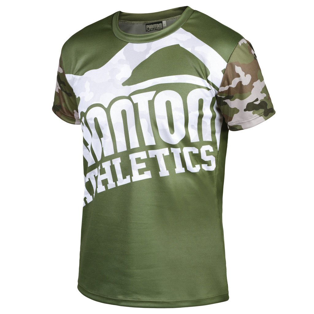 Phantom Athletics EVO Trainingsshirt Training Shirt T-Shirt Kurzarm Camo Warfare Woodland Workout Camouflage